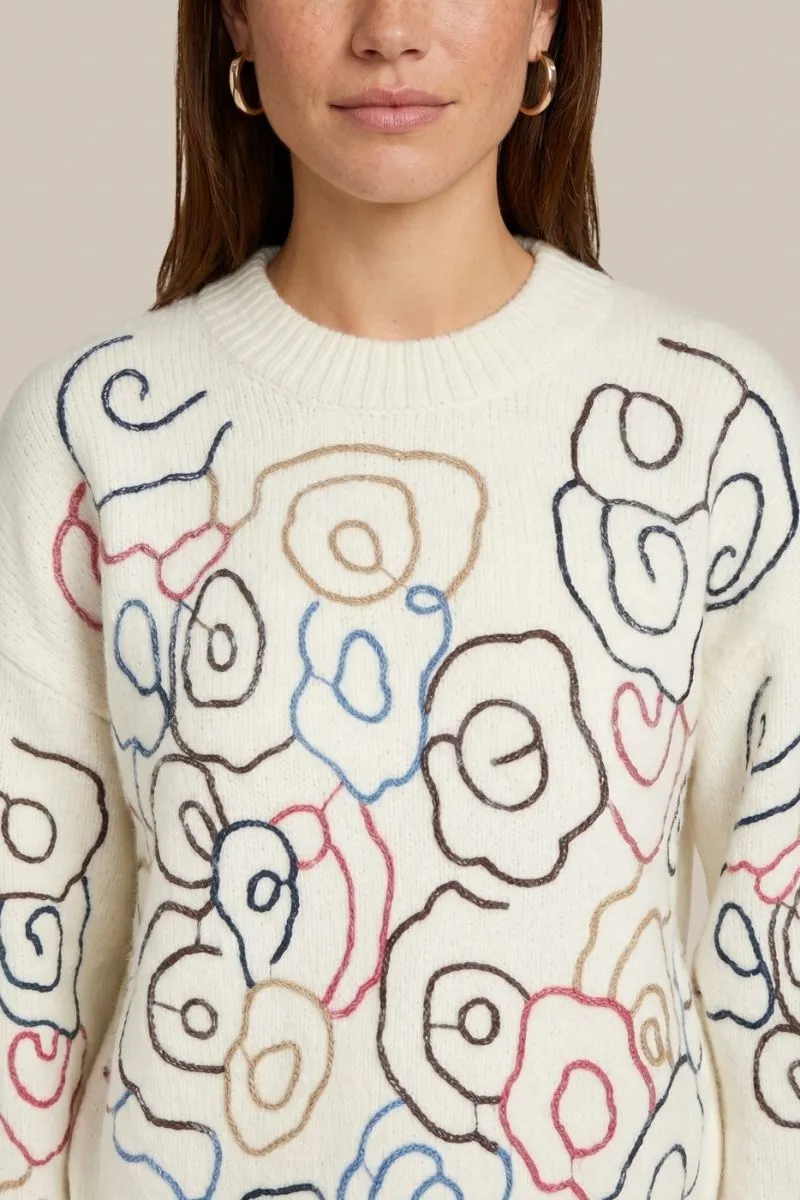 CS The Label Wings Knit Pullover, wollen pullover in wit met color mix
